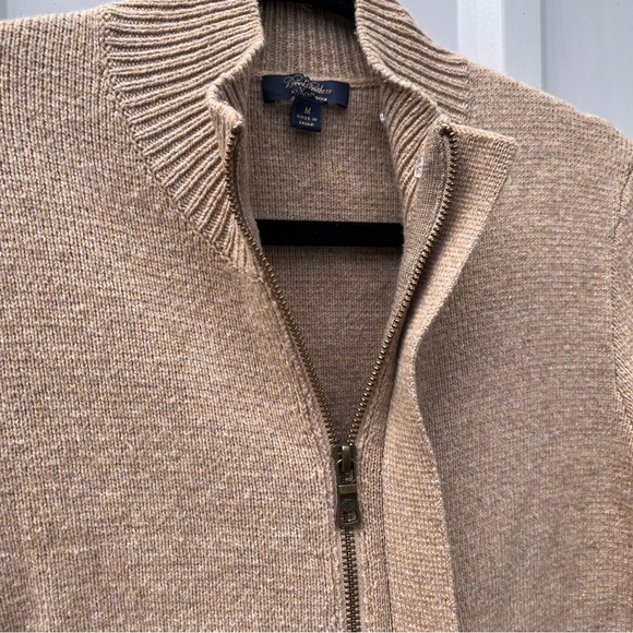 Brooks Brothers Wool Sweater Jacket Tan Womens Zip Up Medium M - Picture 5 of 14